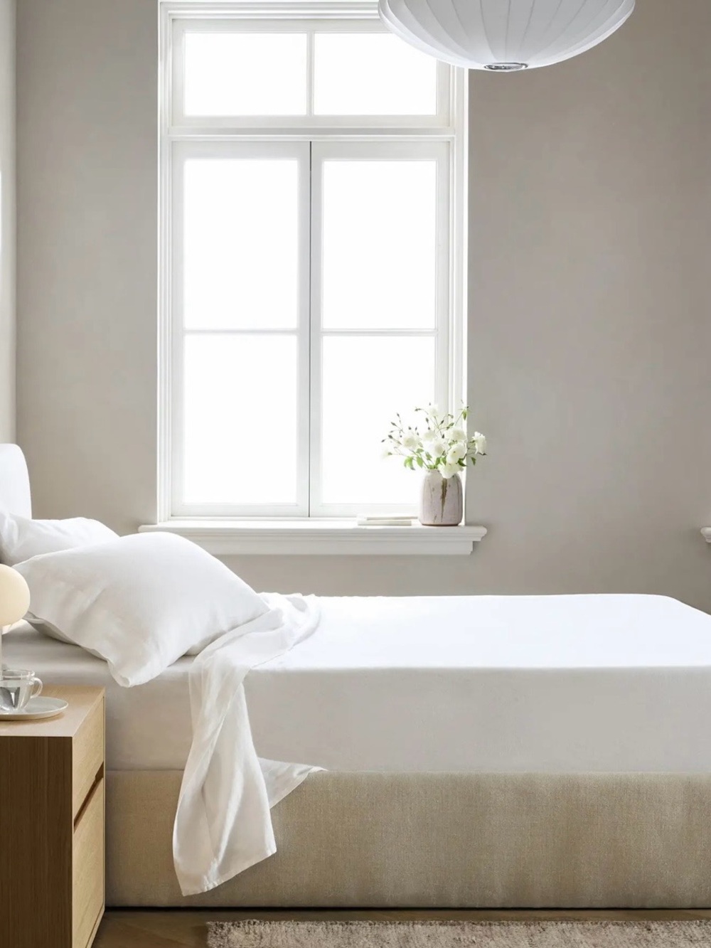 NWT Quince European Linen 4 Piece Sheet Set, King (White)